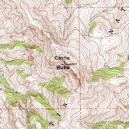 Topographic Map of Castle Butte, MT