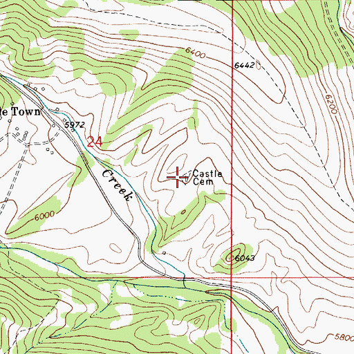 Topographic Map of Castle Cemetery, MT