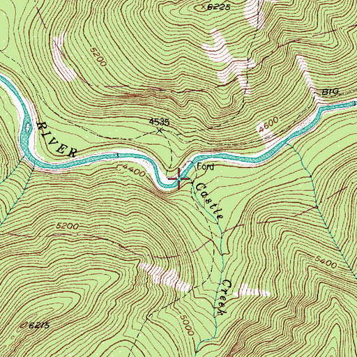 Topographic Map of Castle Creek, MT