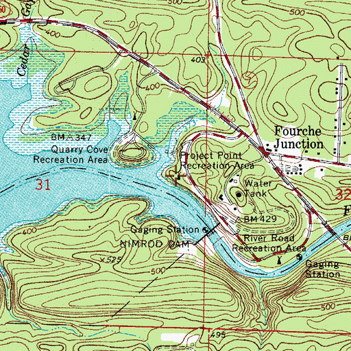 Topographic Map of Project Point Recreation Area, AR
