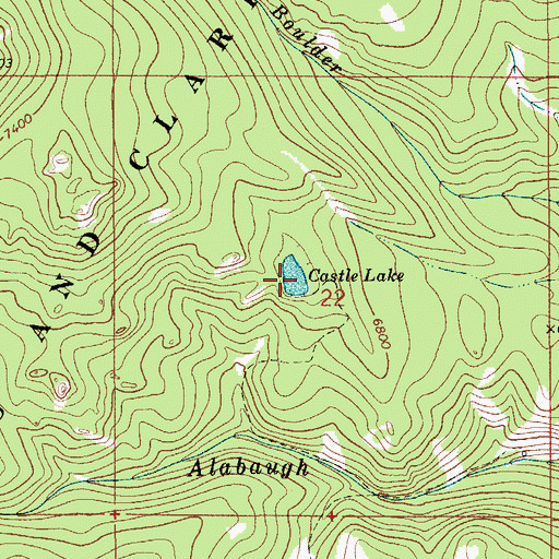 Topographic Map of Castle Lake, MT