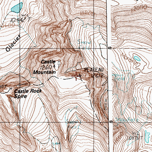 Topographic Map of Castle Mountain, MT