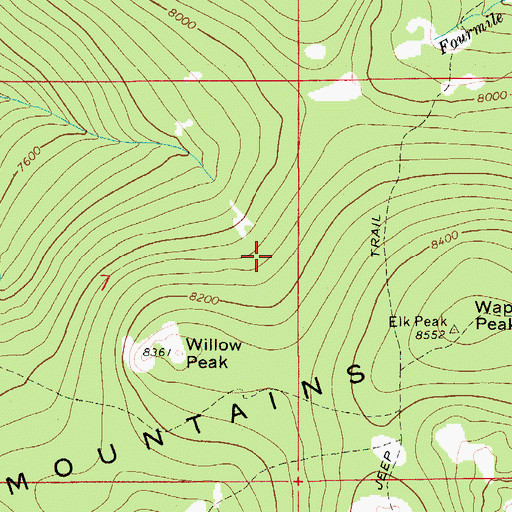Topographic Map of Castle Mountains, MT