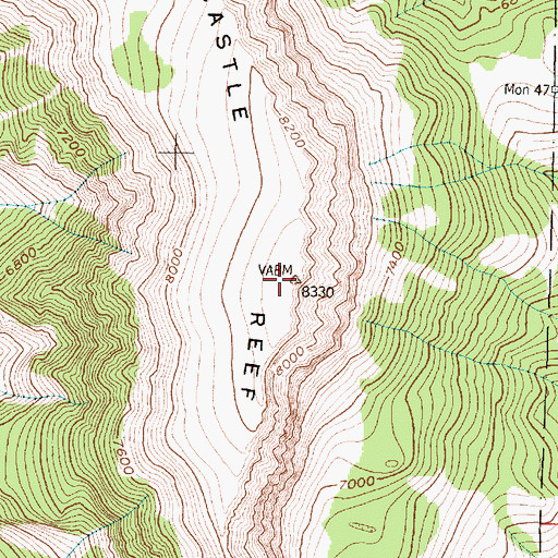 Topographic Map of Castle Reef, MT