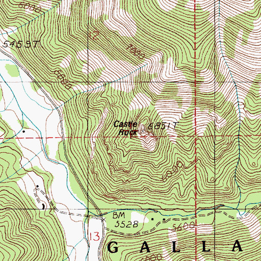Topographic Map of Castle Rock, MT