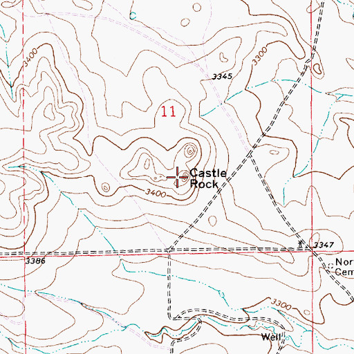 Topographic Map of Castle Rock, MT