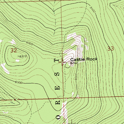 Topographic Map of Castle Rock, MT
