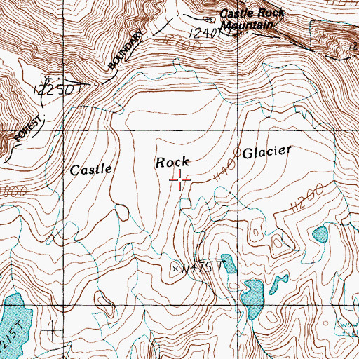 Topographic Map of Castle Rock Glacier, MT