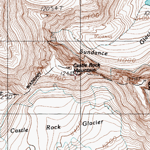 Topographic Map of Castle Rock Mountain, MT