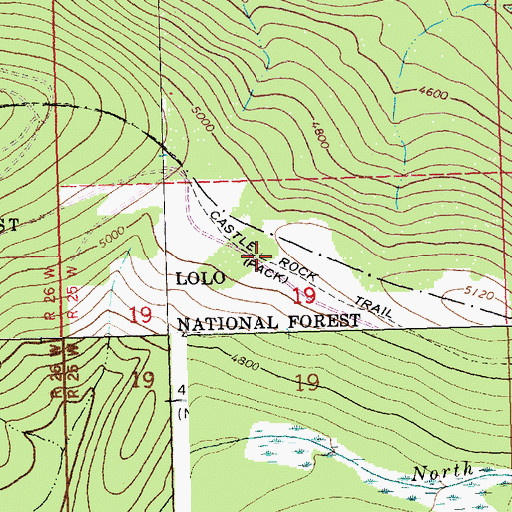 Topographic Map of Castle Rock Trail, MT
