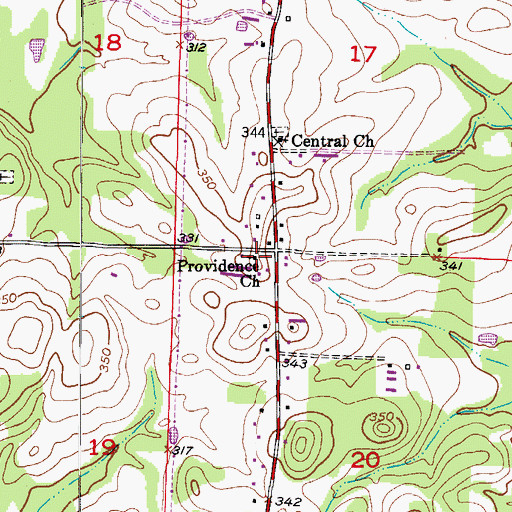 Topographic Map of Providence Baptist Church, AR