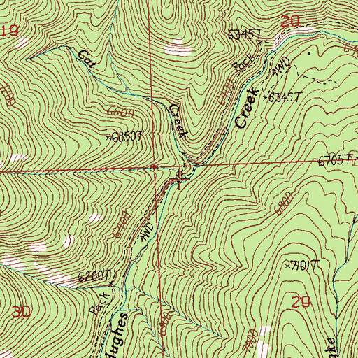 Topographic Map of Cat Creek, MT