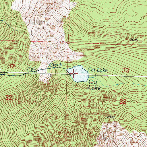 Topographic Map of Cat Lake, MT