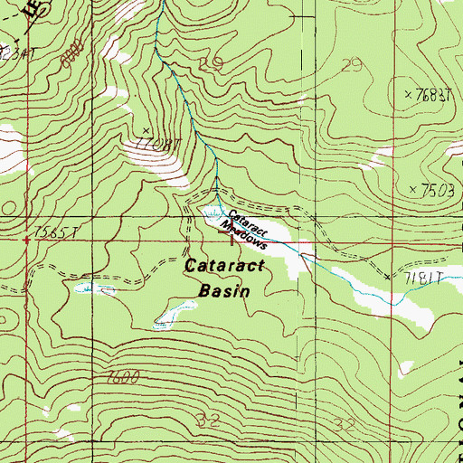 Topographic Map of Cataract Meadows, MT