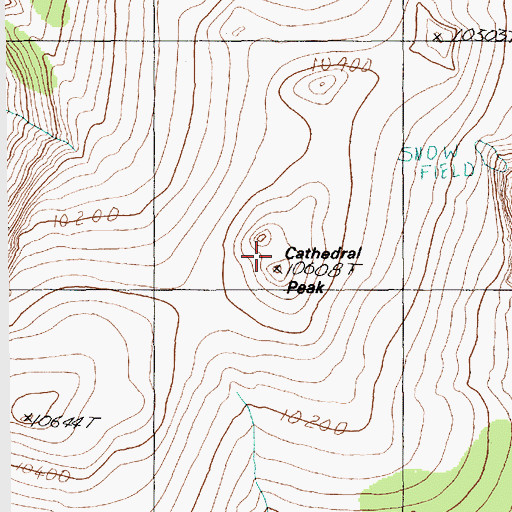 Topographic Map of Cathedral Peak, MT