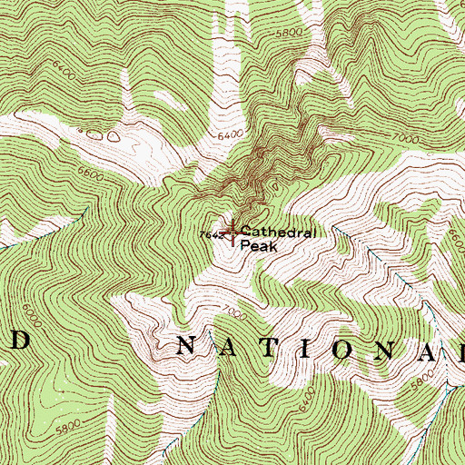 Topographic Map of Cathedral Peak, MT