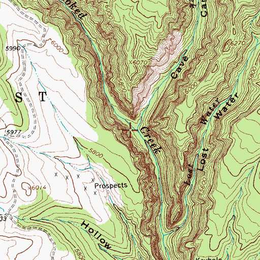 Topographic Map of Cave Creek, MT