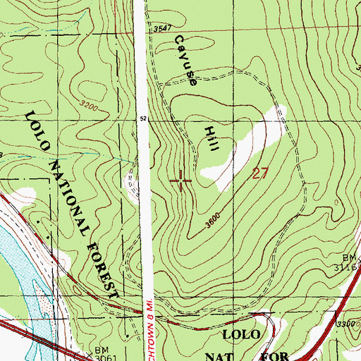 Topographic Map of Cayuse Hill, MT