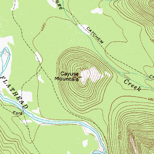 Topographic Map of Cayuse Mountain, MT