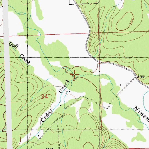 Topographic Map of Cedar Creek, MT