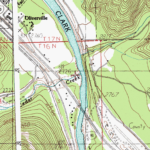 Topographic Map of Cedar Creek, MT