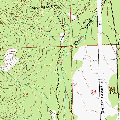 Topographic Map of Cedar Creek, MT