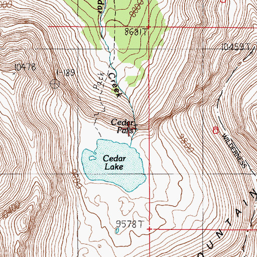 Topographic Map of Cedar Falls, MT