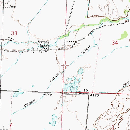 Topographic Map of Cedar Falls Ditch, MT