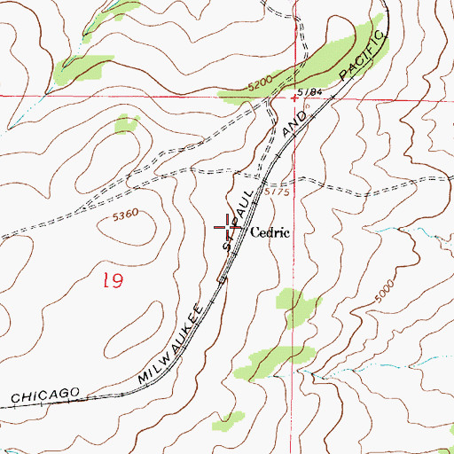Topographic Map of Cedric, MT