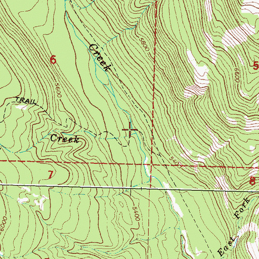 Topographic Map of Center Creek, MT
