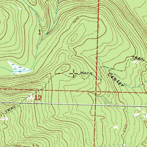 Topographic Map of Center Creek Trail, MT