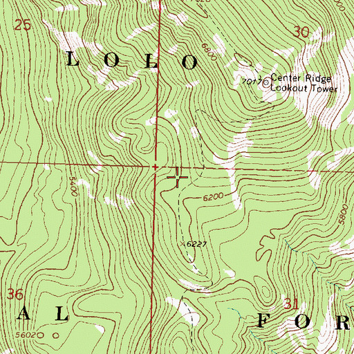 Topographic Map of Center Ridge Trail, MT