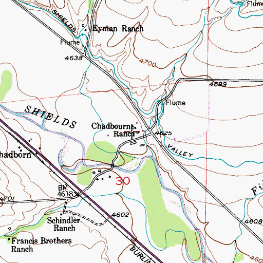 Topographic Map of Chadbourne Ranch, MT