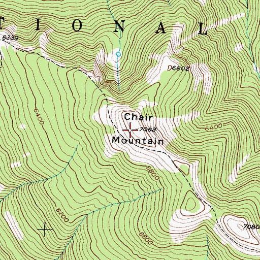 Topographic Map of Chair Mountain, MT