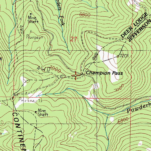 Topographic Map of Champion Pass, MT