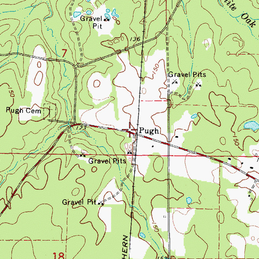 Topographic Map of Pugh, AR