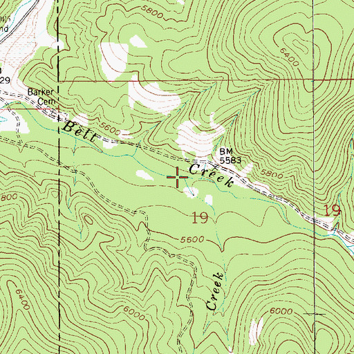 Topographic Map of Charcoal Creek, MT