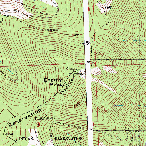 Topographic Map of Charity Peak, MT