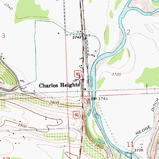 Topographic Map of Charlos Heights, MT