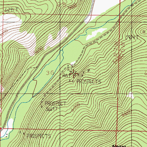 Topographic Map of Charter Oak Mines, MT