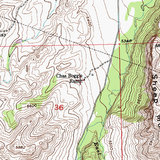 Topographic Map of Charles Boggio Ranch, MT