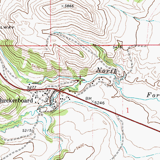 Topographic Map of Checkerboard Creek, MT