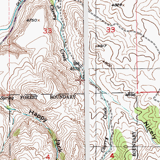 Topographic Map of Cherry Creek, MT