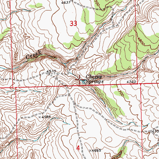 Topographic Map of Cherry Springs, MT
