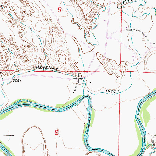 Topographic Map of Cheyenne Ditch, MT