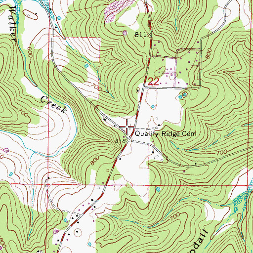 Topographic Map of Quality Ridge Cemetery, AR