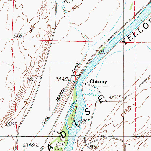 Topographic Map of Chicory, MT