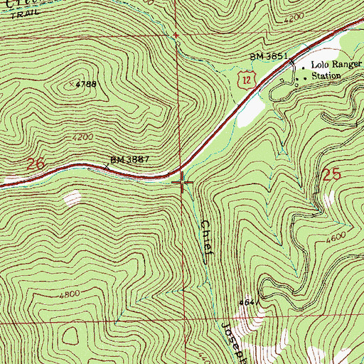 Topographic Map of Chief Joseph Gulch, MT