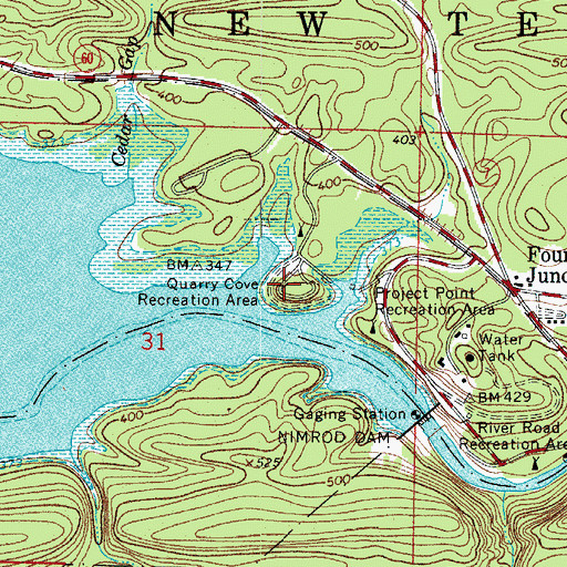 Topographic Map of Quarry Cove Recreation Area, AR