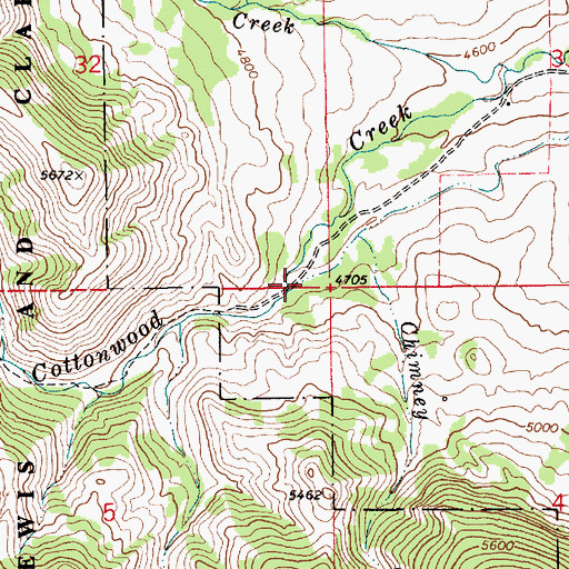 Topographic Map of Chimney Creek, MT